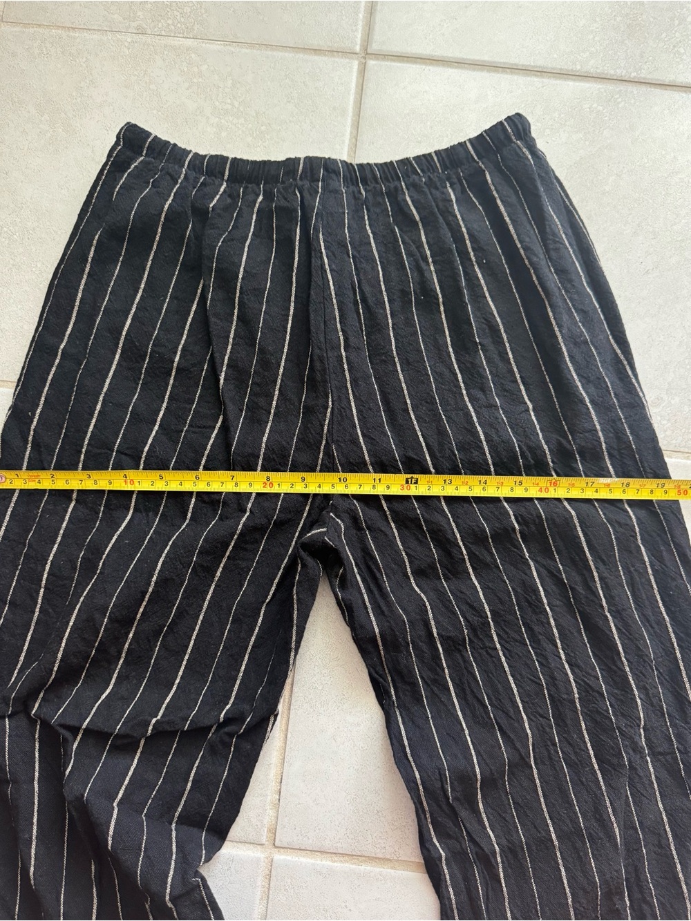 Women's Black Pinstripes Cotton/Linen Blend Pants S/M - Picture 8 of 9